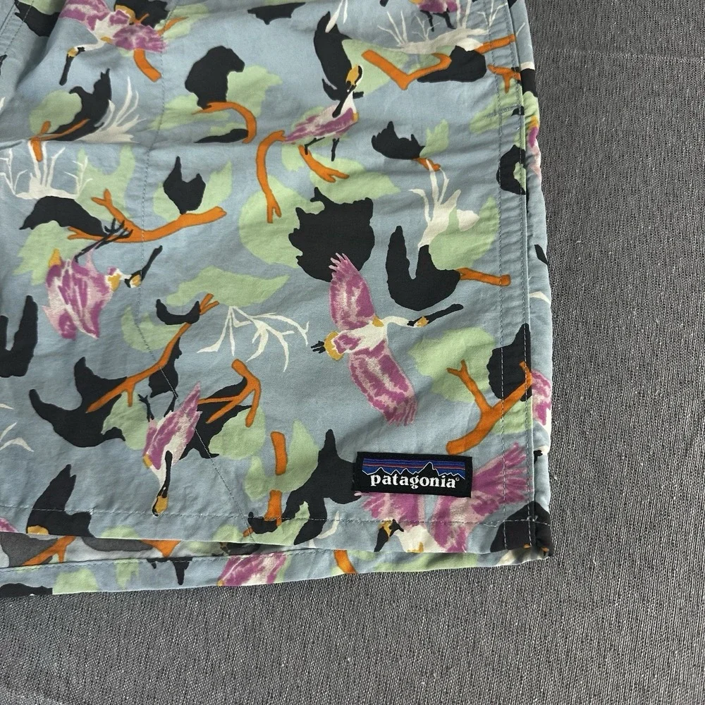 Patagonia Baggies Shorts Mens XL Colorful Bird‎ Print Lined Casual Travel Beach